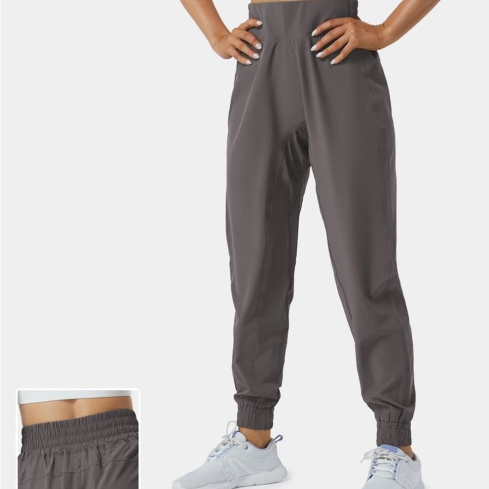 Halara Halara High Waisted Elastic Waistband Casual Joggers size S deep red grey